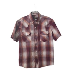 Wyoming Traders Plaid Western Shirt Short Sleeve M